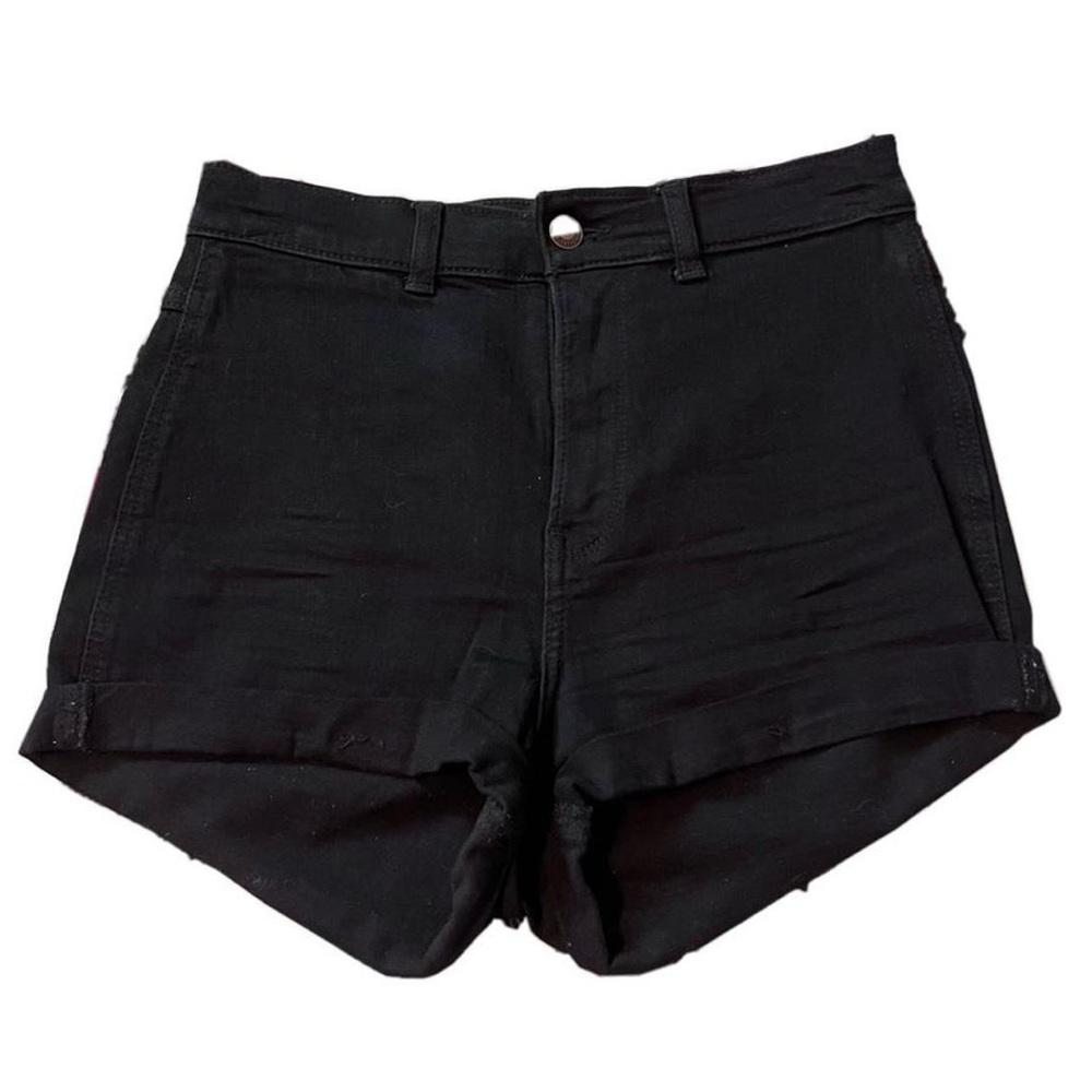 Hollister Ultra high-rise 3'' black denim midi shorts